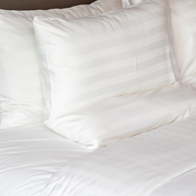 Fundas de Almohada 400 Hilos Satén Listado 100% Algodón Pima | Blanco