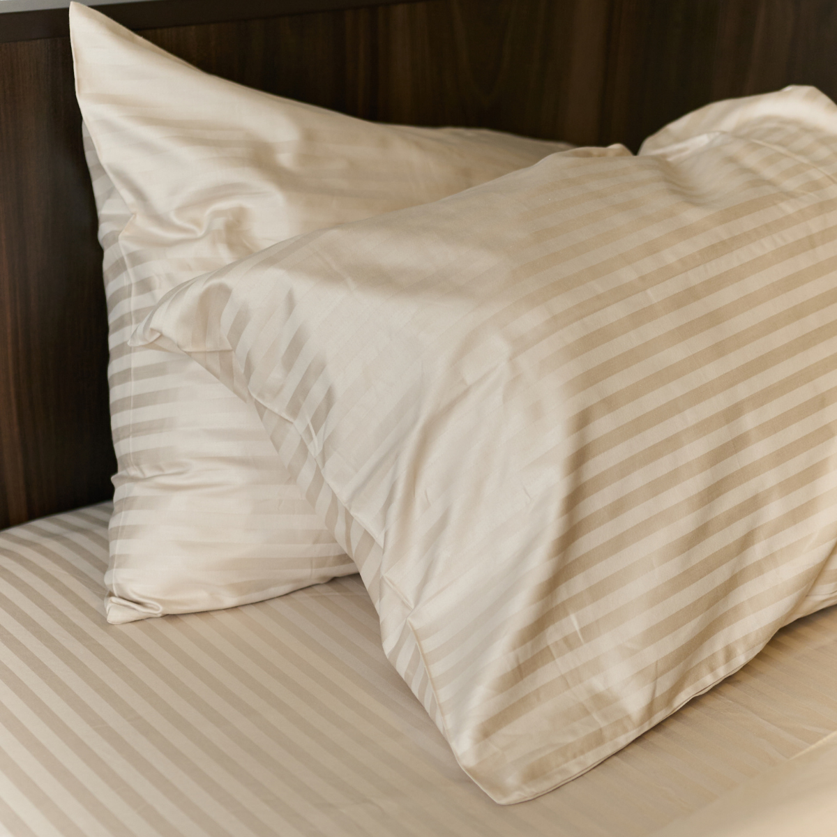 Fundas de Almohada 400 Hilos Satén Listado 100% Algodón Pima | Anis