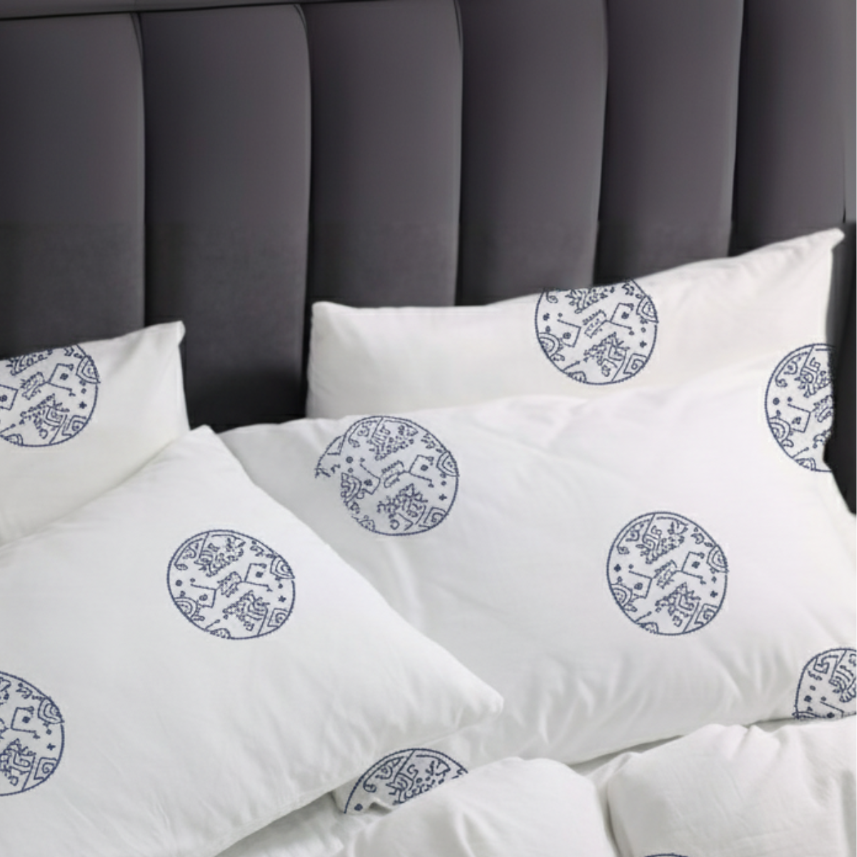Fundas de Almohada 285 Hilos Percal 100% Algodón Pima | Inti Azul Colección I.U.