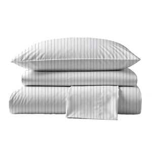 Sábanas 415 Hilos Percal 100% Algodón Pima | Pinstripe Blanco