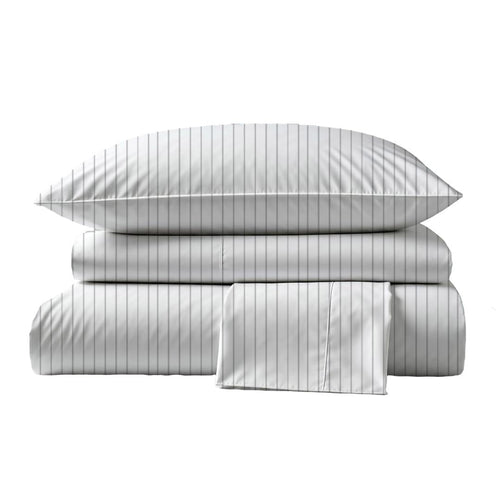 Sábanas 415 Hilos Percal 100% Algodón Pima | Pinstripe Blanco