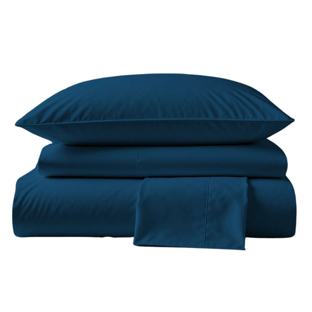 Sábanas 285 Hilos Percal 100% Algodón Pima | Azul Profundo Colección I.U.