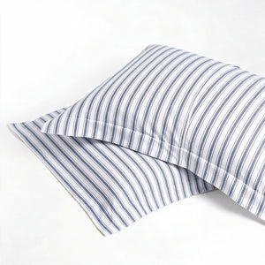 Set de Fundas Shams 415 Hilos Percal 100% Algodón Pima | Rayas Náuticas Azules
