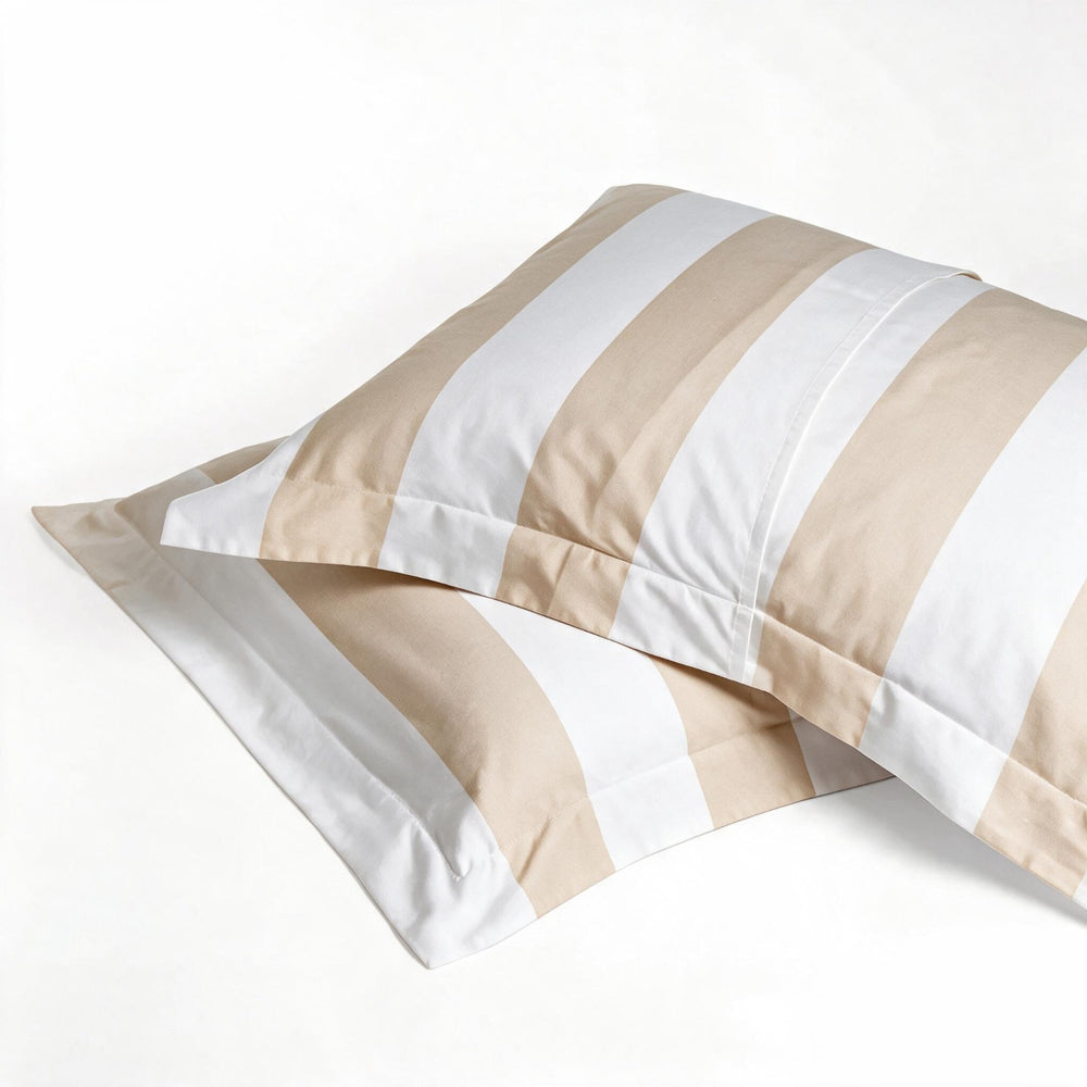 Set de Fundas Shams 415 Hilos Percal 100% Algodón Pima | Rayas Anchas Anís