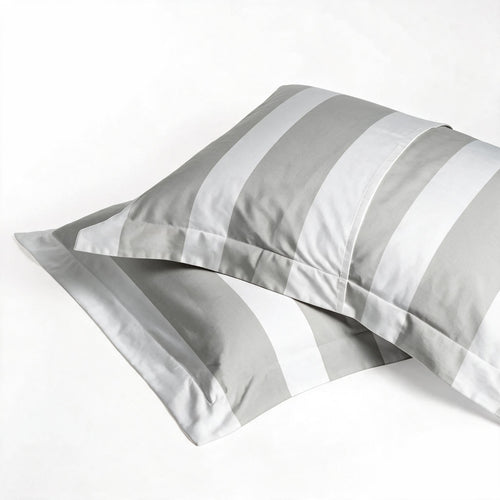 Set de Fundas Shams 415 Hilos Percal 100% Algodón Pima | Rayas Anchas Plateadas
