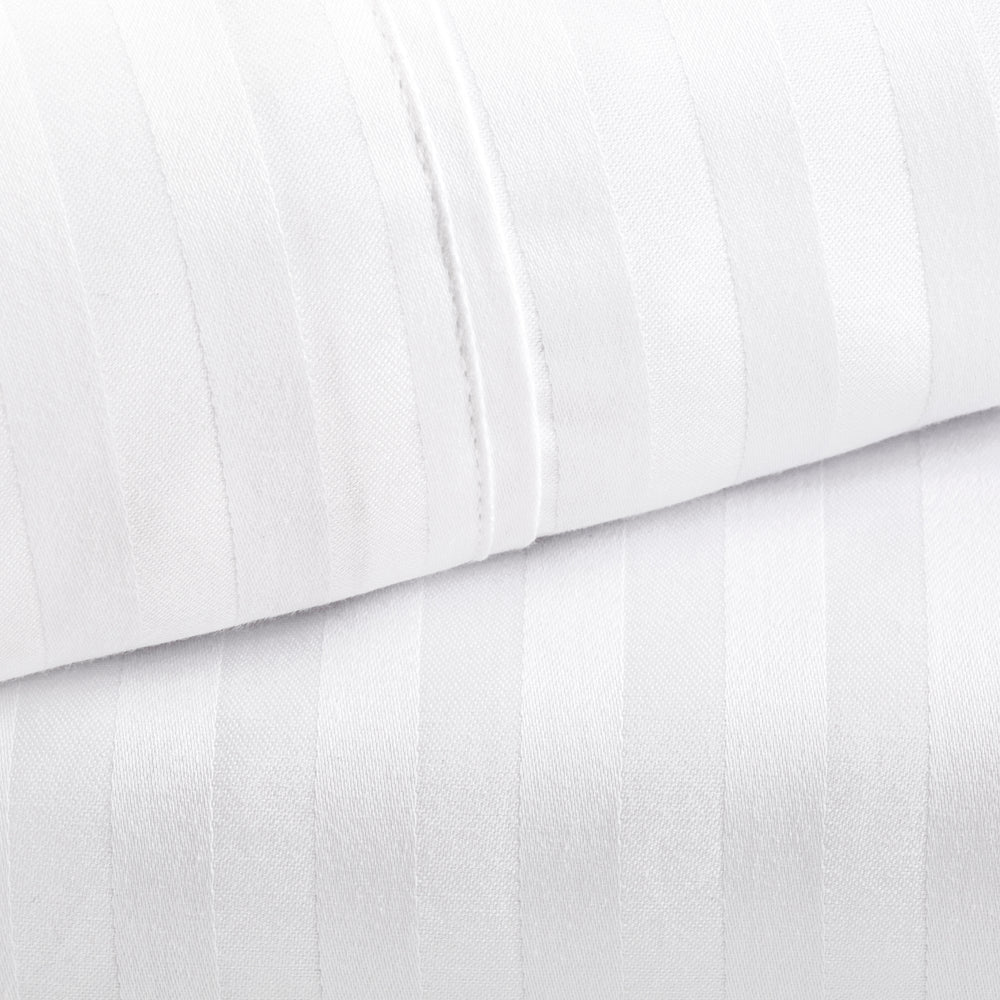Set de Funda Duvet 400 Hilos Satén Listado 100% Algodón Pima | Blanco